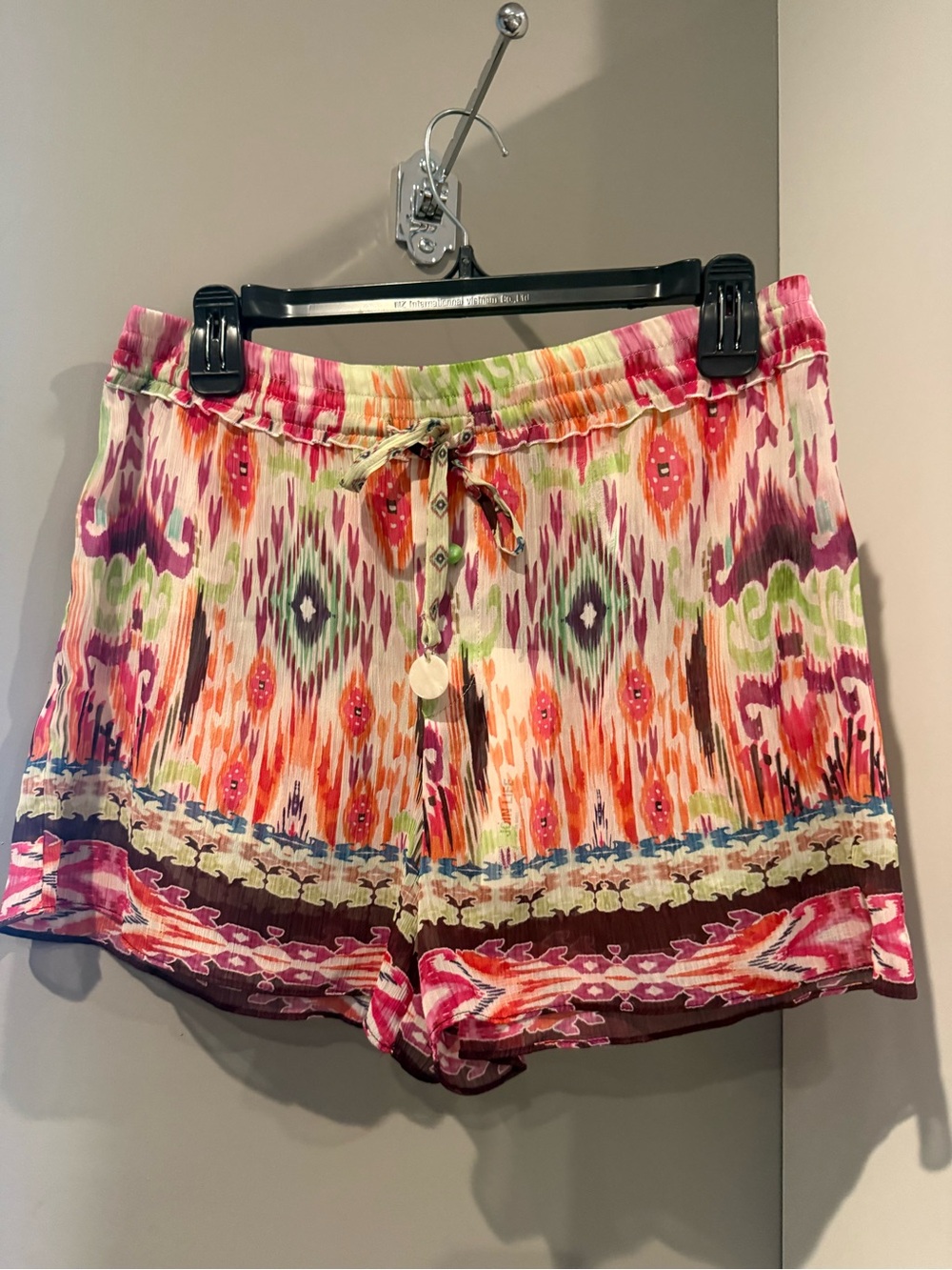 Zara Multicolor Boho Drawstring Shorts — Pink, Orange, Green, Purple